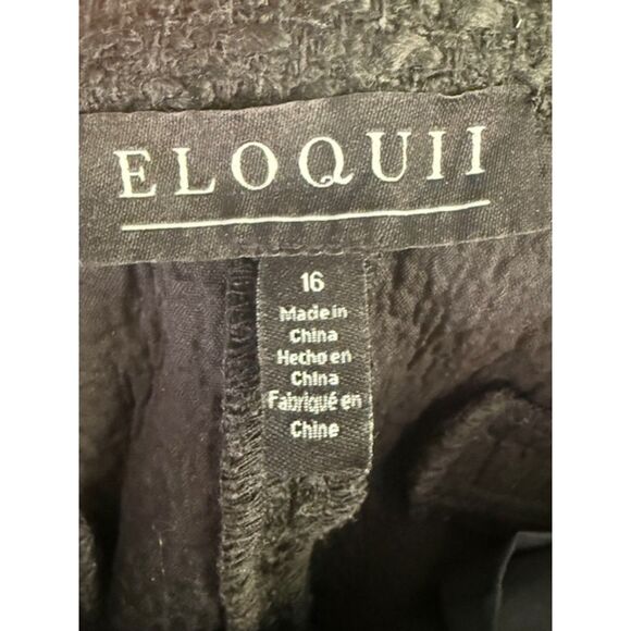 Eloquii Women’s Plus 16 Black Textured Jacquard Sailor Gold Button Dress Pants - Picture 5 of 9